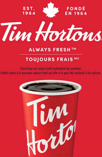 Geschenkkarte kaufen: Tim Hortons Gift Card